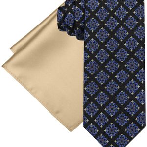 Steve Harvey Blue Square Tie & Solid Pocket Square Set for men
