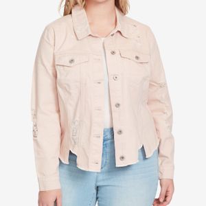 Jessica Simpson Trendy Plus Size Cotton Ripped Denim Jacket
