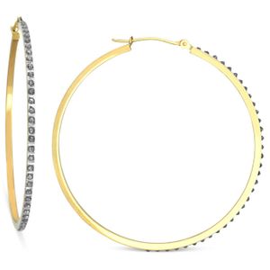 Macy's Metallic 14k Gold Earrings, Diamond Accent Hoop Earrings