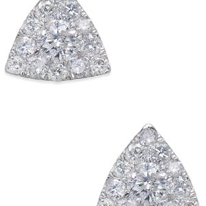 Macy's Diamond Pavé Triangle Stud Earrings (1/2 Ct. T.w.) In 14k White Gold