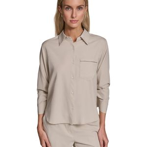 Calvin Klein Gray Petite Collared Button-down Blouse Top