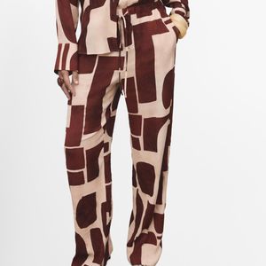Mango Geometric Pattern Fluid Pants