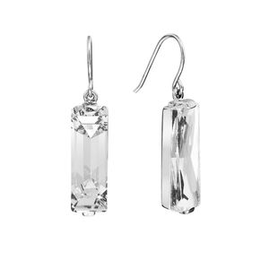 Macy's White Rectangular Crystal Drop Earrings