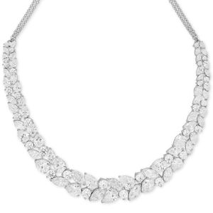 Arabella Metallic Swarovski Zirconia Crystal Cluster Collar Necklace