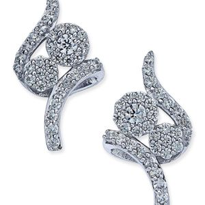Macy's Diamond Swirl Cluster Stud Earrings (3/8 Ct. T.w.) In 14k White Gold
