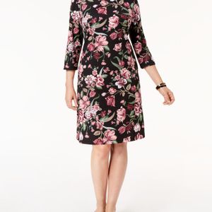 Karen Scott Black Petite Printed Swing Dress, Created For Macy's