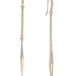 ABS By Allen Schwartz Metallic Gold-tone Crystal Point Linear Drop Earrings