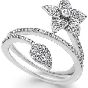 Macy's Metallic Diamond Wrap-around Flower Ring