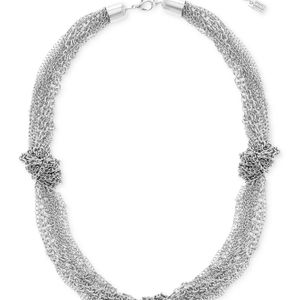 Steve Madden Metallic Silver-tone Knotted Multi-chain Necklace, 20" + 3" Extender