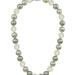 Majorica White Pearl Necklace, Sterling Silver Multicolor Organic Man Made Pearls