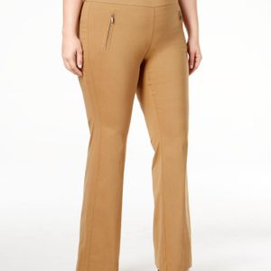 INC International Concepts Brown Plus Size Wide-leg Pull-on Trousers