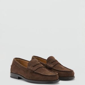 Mango Brown Split Leather Moccasins for men