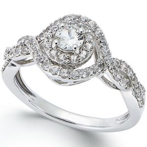 Macy's Metallic White Sapphire Ring In 14k White Gold (2/3 Ct. T.w.)