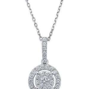 Macy's Diamond Circle Pendant Necklace In 14k White Gold (1/3 Ct. T.w.)