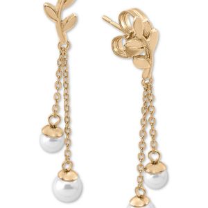 Majorica Metallic Simulated Pearl Double Drop Earrings
