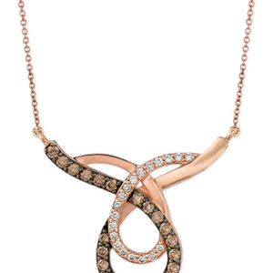 Le Vian Brown Chocolate (3/4 Ct. T.w.) And White (1/4 Ct. T.w.) Loop Pendant Necklace In 14k Rose Gold