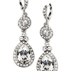 Givenchy Metallic Silver-tone Crystal Drop Earrings