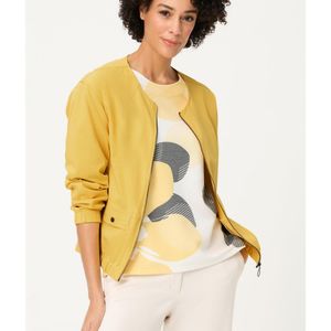 Olsen White Collarless Zip Jacket