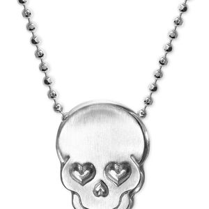 Alex Woo Metallic Love Skull Beaded Pendant Necklace