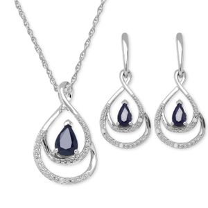 Macy's Blue Sapphire (1-2/3 Ct. T.w.) And Diamond Accent Jewelry Set In Sterling Silver