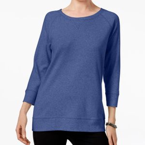 Karen Scott Blue 3/4-sleeve Sweatshirt, Created For Macy's