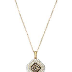 Wrapped in Love Metallic White And Brown Diamond Pendant Necklace In 14k Gold (1/2 Ct. T.w.)