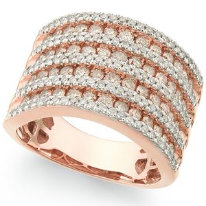 Macy's Diamond Multi-row Ring (1-1/2 Ct. T.w.) In 14k Rose Gold
