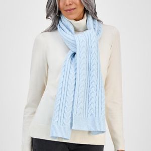 Style & Co. Blue Solid Cable Knit Scarf