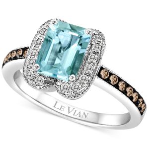 Le Vian Blue ® Aquamarine (1-1/10 Ct. T.w.) And Diamond (2/5 Ct. T.w.) Ring In 14k White Gold