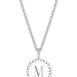 Sarah Chloe Metallic Initial Medallion Pendant Necklace In Sterling Silver, 16" + 2" Extender