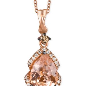Le Vian Pink Peach Morganite (1-1/5 Ct. T.w.) And Diamond (1/5 Ct. T.w.) Pendant Necklace In 14k Rose Gold, Only At Macy's