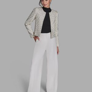 BCBGMAXAZRIA Gray Open Front Sequin Jacket