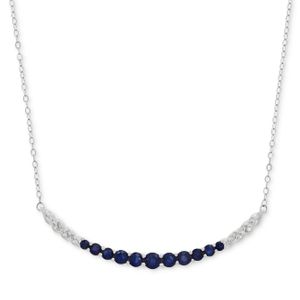 Macy's Metallic Sapphire (1-3/8 Ct. T.w.) And Diamond Accent Graduated Collar Necklace In 14k White Gold
