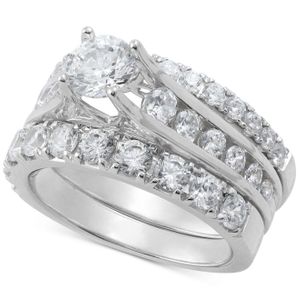Macy's Metallic Diamond 3-pc. Bridal Set (2-1/2 Ct. T.w.) In 14k White Gold