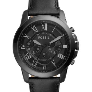 Fossil Men's Chronograph Grant Black Leather Strap Watch 45mm Fs5132 for men