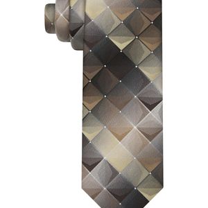 Van Heusen Gray Shadow Grid-pattern Tie for men