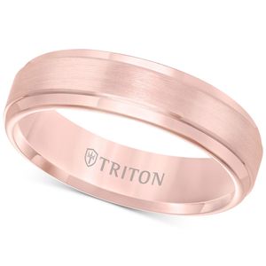Triton Pink Satin Comfort-fit Band In Tungsten Carbide (6mm) for men