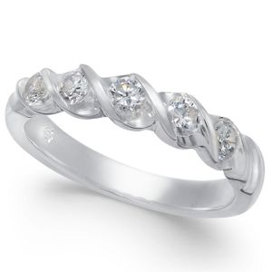 Macy's Metallic Diamond Twist Ring (1/2 Ct. T.w.) In 14k White Gold