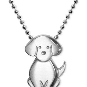 Alex Woo Metallic Little Dog Zodiac Pendant Necklace In Sterling Silver