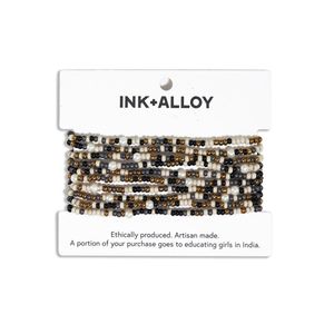 INK+ALLOY White Ink + Alloy Sage 10 Stranded Beaded Stackable Stretch Bracelets