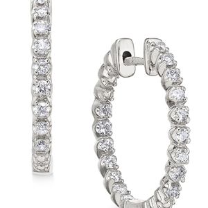 Macy's Metallic Diamond In-and-out Hoop Earrings (1/2 Ct. T.w.