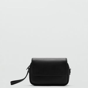 Mango Black Leather Strap Bag for men