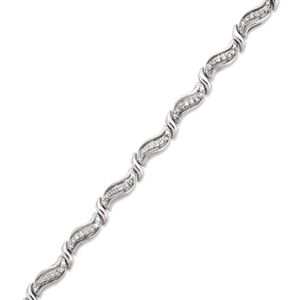 Macy's Metallic Diamond Swirl Bracelet In Sterling Silver (1/3 Ct. T.w.)