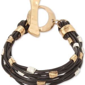 Robert Lee Morris Metallic Soho Two-tone Leather Strand Toggle Bracelet