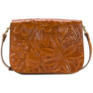 Patricia Nash Brown Embossed Leather Flap Crossbody