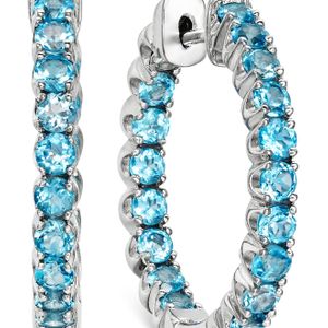 Macy's Swiss Blue Topaz Inside-out Hoop Earrings (4 Ct. T.w.) In Sterling Silver