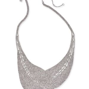 INC International Concepts Metallic I.n.c. Woman Silver-tone Crystal Mesh Statement Necklace, 17" + 3" Extender, Created For Macy's