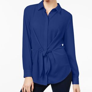 INC International Concepts Blue Tie-front Shirt