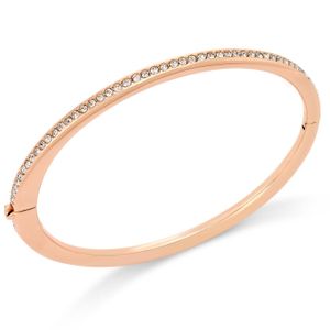 Danori Metallic Rose Gold-tone Channel Set Crystal Thin Hinged Bangle Bracelet