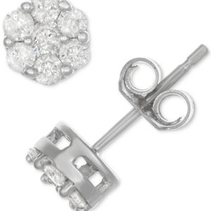 Macy's Metallic Diamond Cluster Stud Earrings (1/2 Ct. T.w.